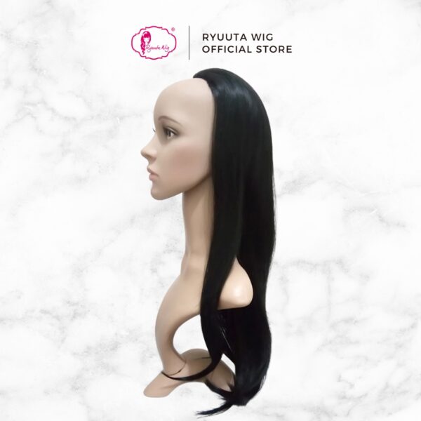 Half Wig Long Straight Black Brown 70 cm