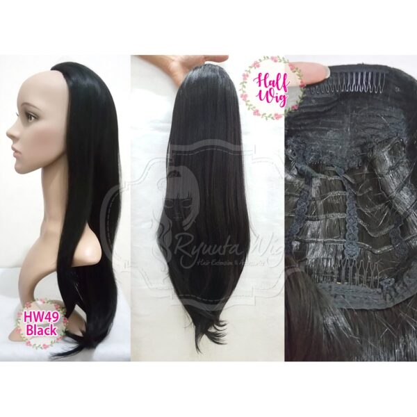 Half Wig Long Straight Black Brown 70 cm - Image 2