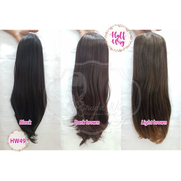 Half Wig Long Straight Black Brown 70 cm - Image 3
