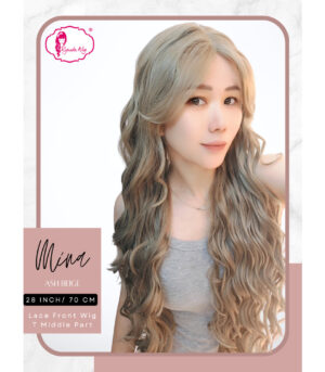 Lace Front Wig Mermaid Wave Curtain Bangs Mina Ash 28 inch 70 cm
