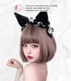 Basic Cap Bob Wig Lolita Ulzzang Rattan Pink Grey Tea