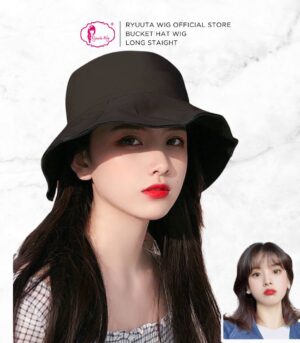 Bucket Hat Wig Long Straight 50 cm
