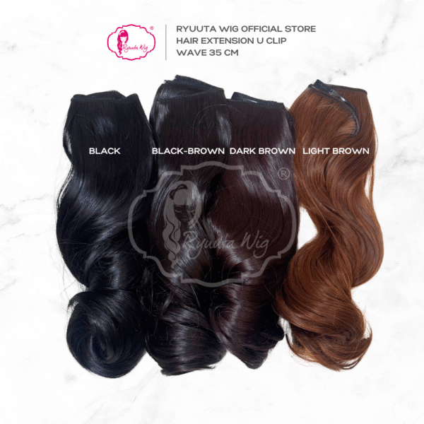 Ryuuta Wig Hair Extension U Clip Hair Clip Wave Hitam Coklat 35 cm - Image 4