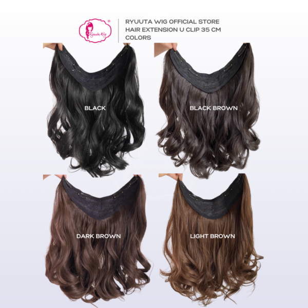 Ryuuta Wig Hair Extension U Clip Hair Clip Wave Hitam Coklat 35 cm - Image 3