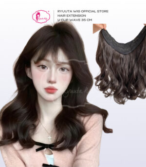 Ryuuta Wig Hair Extension U Clip Hair Clip Wave Hitam Coklat 35 cm