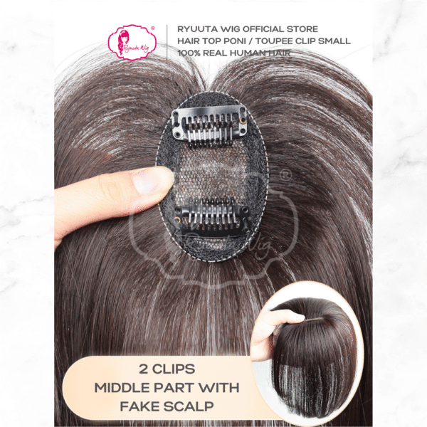 Top Piece Toupee Curtain Bangs Clip Real Human Hair - Image 2