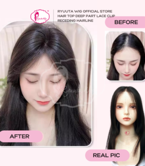 Hair Top Piece Deep Part Lace Clip Long Straight For Receding Hairline
