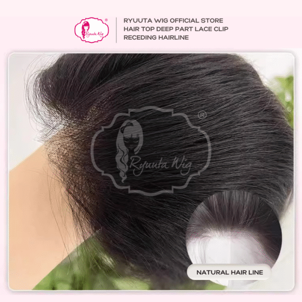 Hair Top Piece Deep Part Lace Clip Long Straight For Receding Hairline - Image 3