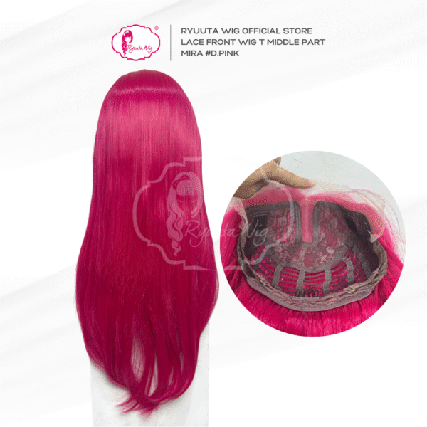 Lace Front Wig Long Straight Mira Kpop Demon Hunter Pink - Image 2