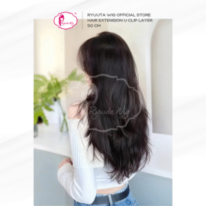 U Shape Hair Extension Clip Long Layer Black Brown 50 cm