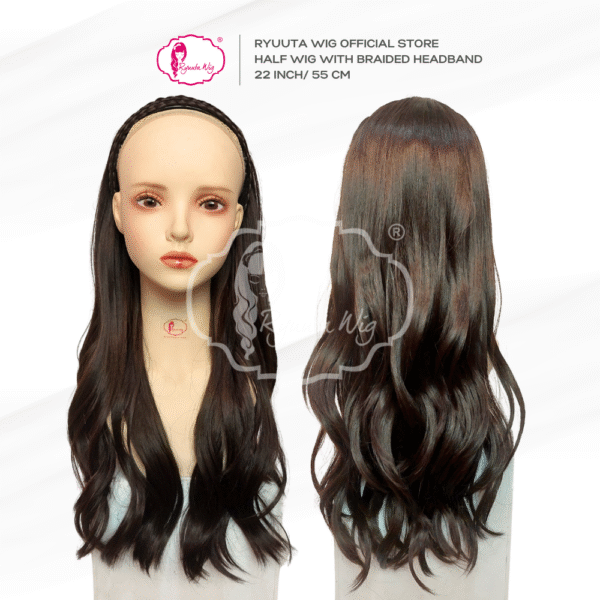 Half Wig Braided Head Band Wig Bando Kepang Long Wave - Image 2