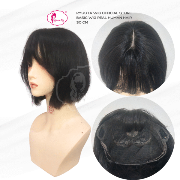 Basic Wig Real Human Hair Bob Natural Black - Image 3