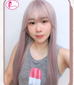Ryuuta Wig Basic Cap Panjang Lolita Ulzzang Purple Ash 70 cm
