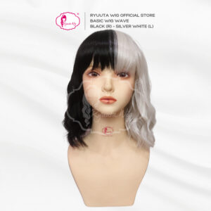 Basic Cap Bob Gelombang Cosplay Cruella 2 Tone Black White