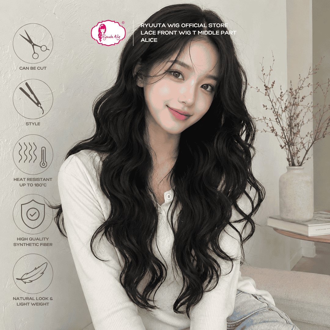 Alice | Synthetic Fiber Lace Front Wig 30 inch / 75 cm Black Brown