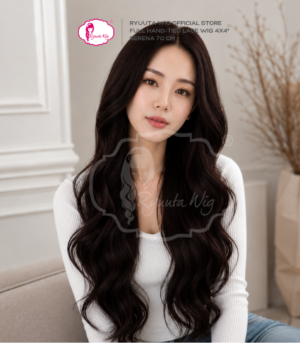Hand-tied Full Lace Wig Serena Long Wave Black Brown