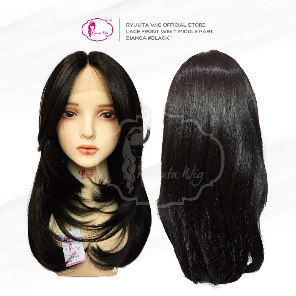 Bianca | Synthetic Fiber Lace Front Wig 20 inch / 50 cm Black Brown - Image 4