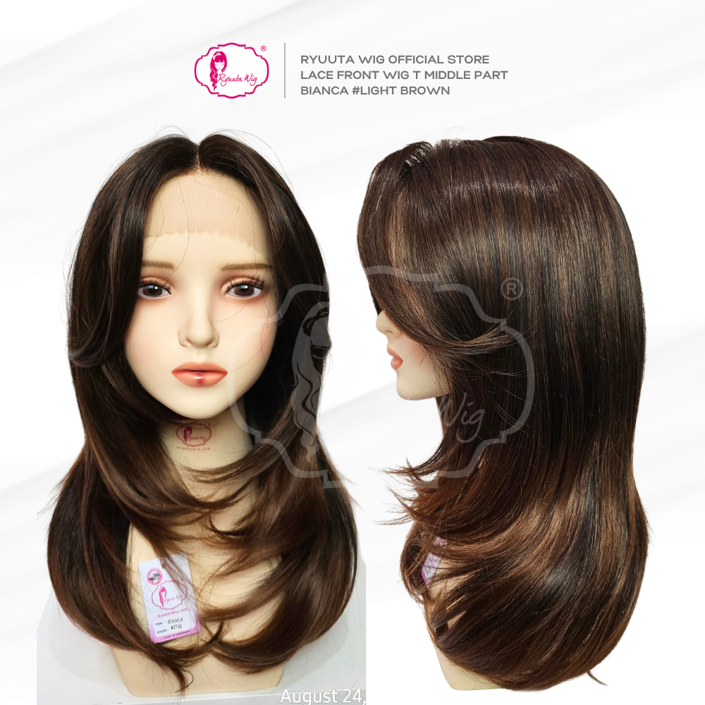 Bianca | Synthetic Fiber Lace Front Wig 20 inch / 50 cm Black Brown - Image 3
