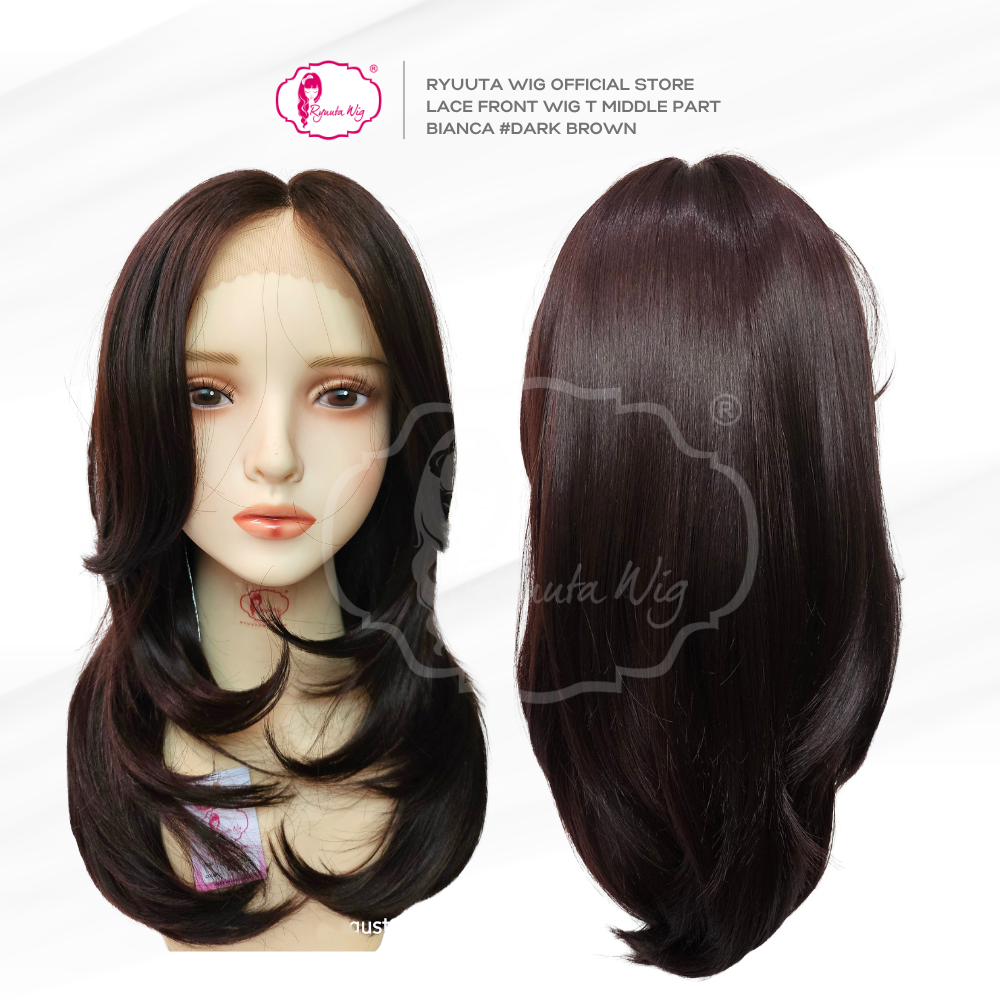Bianca | Synthetic Fiber Lace Front Wig 20 inch / 50 cm Black Brown - Image 2