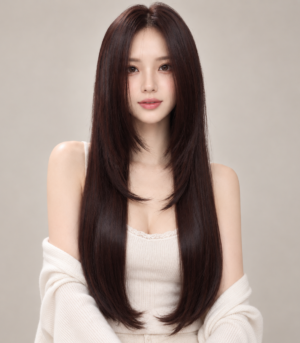 Lucy | Synthetic Fiber Deep Part 4x4" Lace Wig 26 inch / 65 cm Black Brown