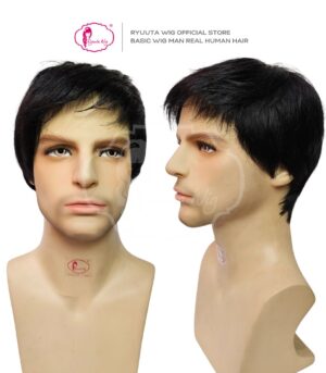 100% Real Hair Basic Cap Wig Short Man